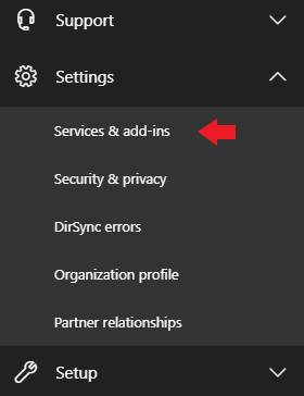 Setting drop down menu O365