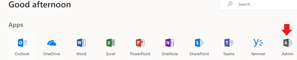 Office 365 admin tile